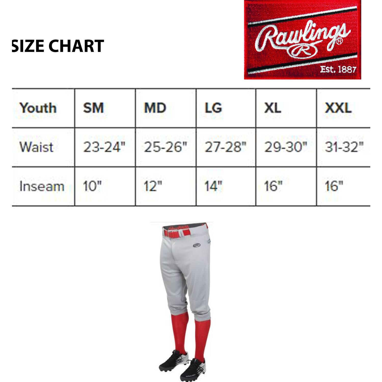 Rawlings YLNCHKP Youth Launch Knicker Pant XL Blue Grey